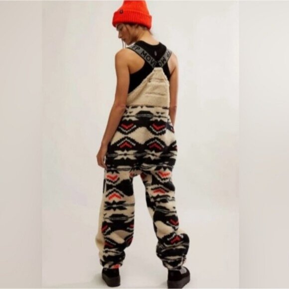 Free People Movement Hit The Slopes Salopette Fleece Overalls Fairisle Small New - Picture 4 of 8